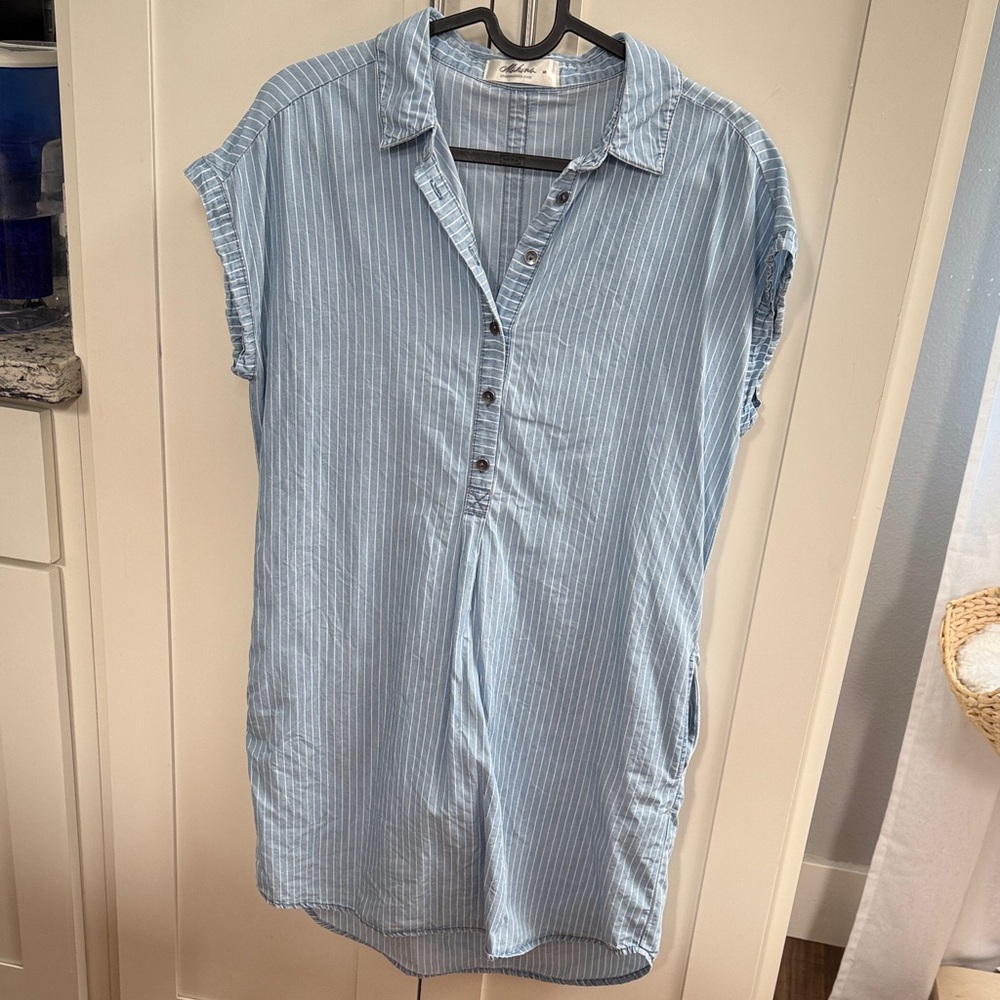 Mahina Light Blue Striped Dress